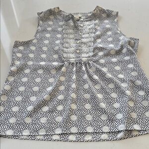 J. Crew Navy and White Polka Dot Top Size: 10 NWOT ✨
